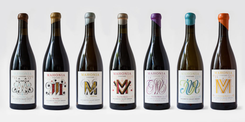 lettering in product design - wine bottles design