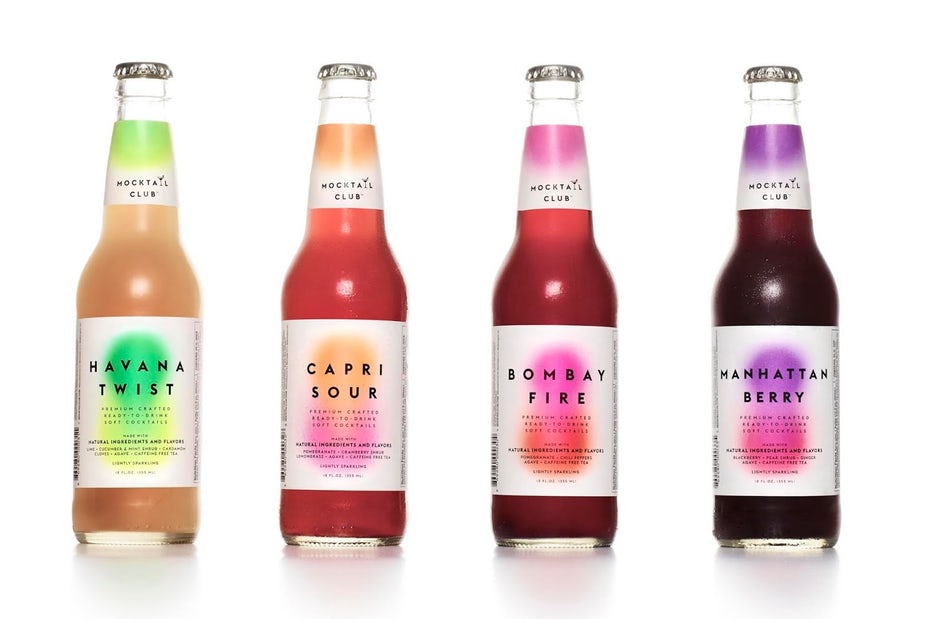 color splashes gradient effect in bottles packaging